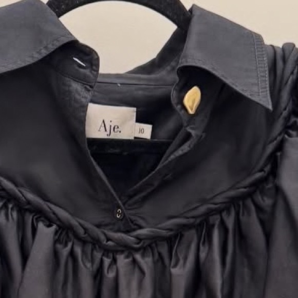 Aje Dahlia Flounce Long Sleeve Mini Dress – Black (Size 10) - Picture 5 of 5